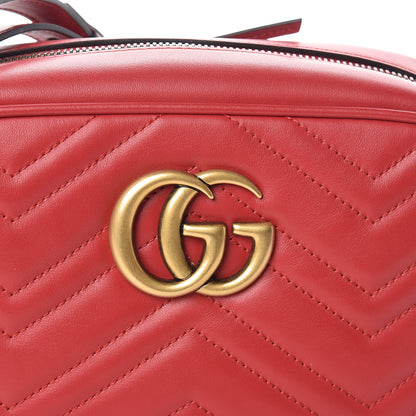 Gucci Calfskin Matelasse Small GG Marmont Chain Shoulder Bag Hibiscus Red 8 of 10