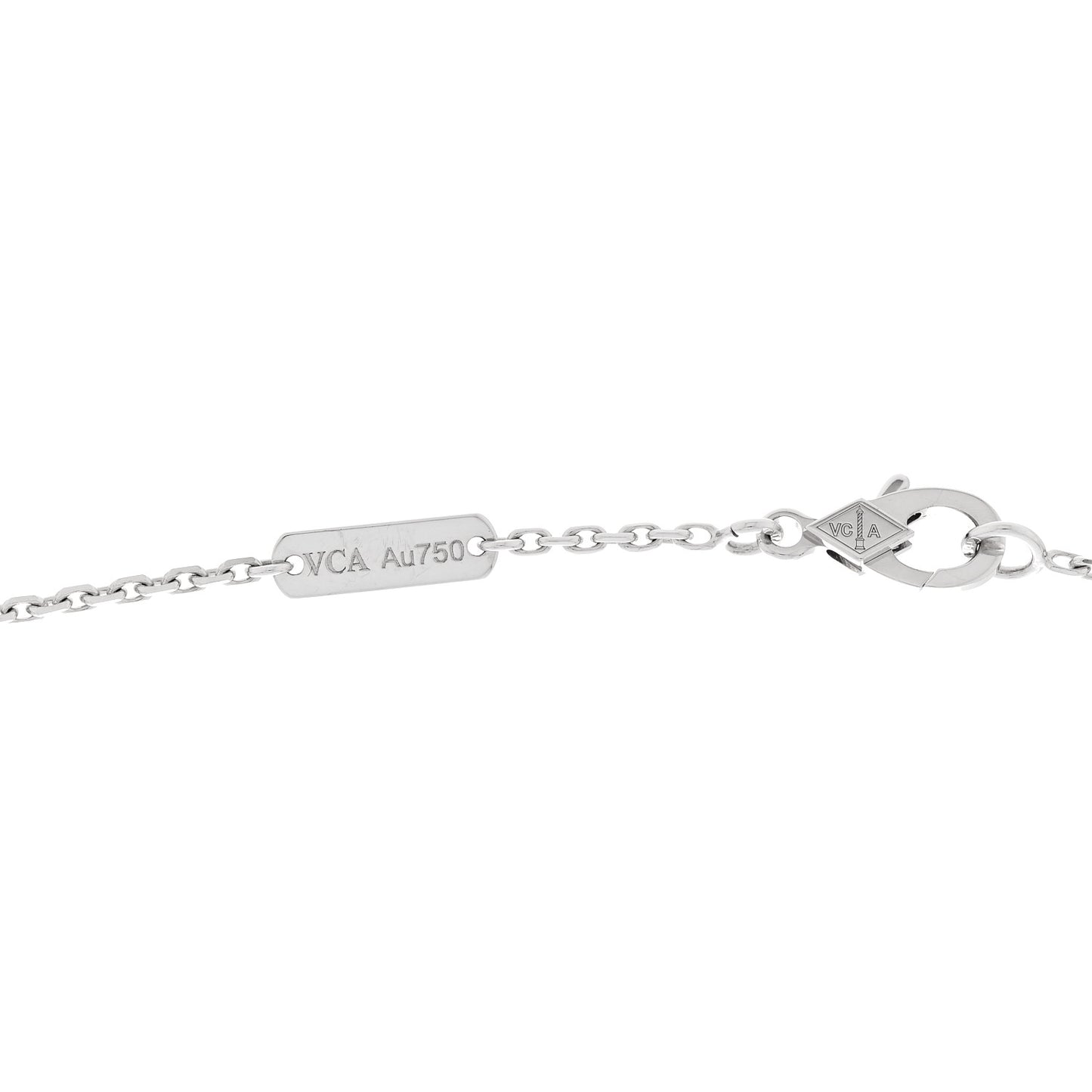 18k White Gold Chalcedony Vintage Alhambra Pendant Necklace