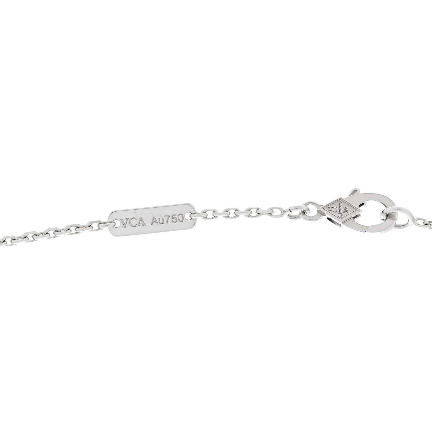 Van Cleef & Arpels 18k White Gold Chalcedony Vintage Alhambra Pendant Necklace 4 of 6