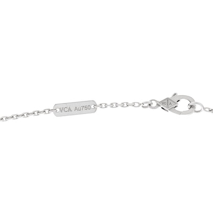 Van Cleef & Arpels 18k White Gold Chalcedony Vintage Alhambra Pendant Necklace 4 of 6
