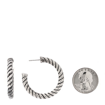 David Yurman Sterling Silver Sculpted Cable Hoop Earrings 2 of 4