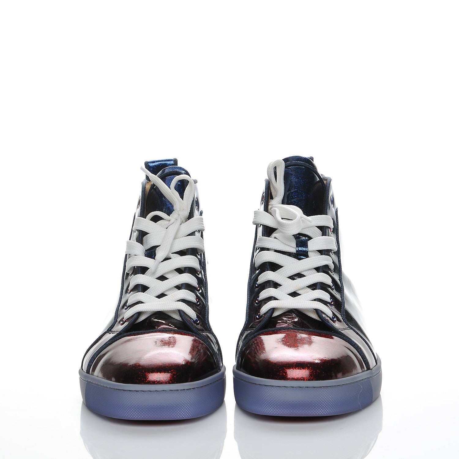 Christian Louboutin Patent Louis Orlato Degrade Sneakers 44 Red Charcoal Blue 2 of 11