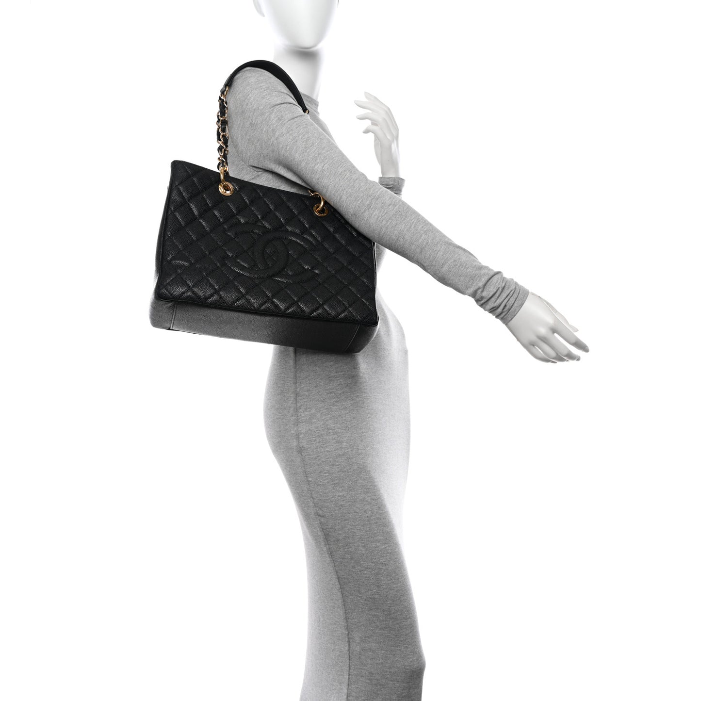 Caviar Quilted Grand Shopping Tote GST Black