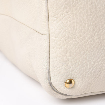 Gucci Pebbled Calfskin Twill Medium Top Handle Satchel White 15 of 19