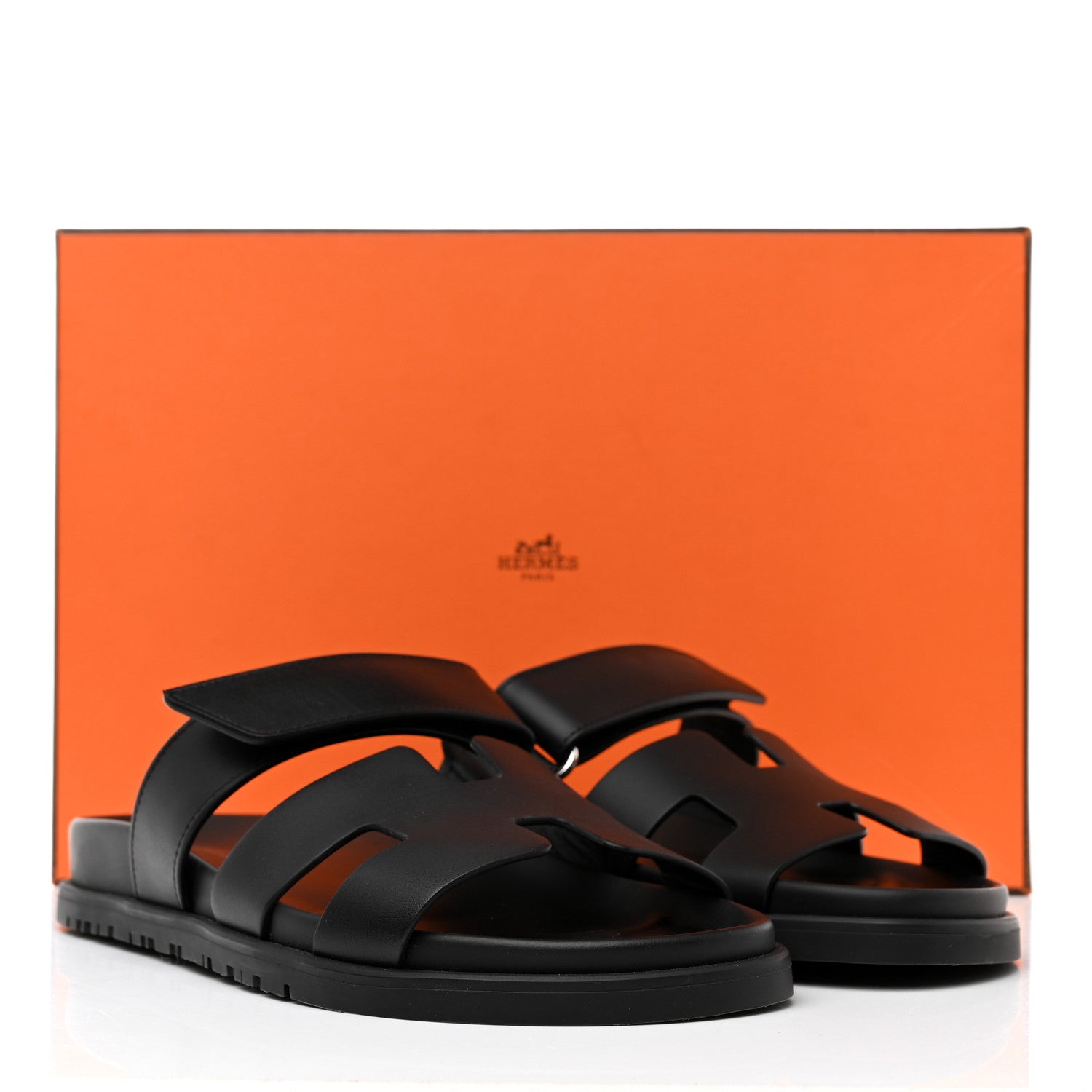 Hermes Calfskin Womens Chypre Sandals 36.5 Black 9 of 9
