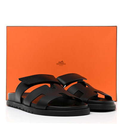 Hermes Calfskin Womens Chypre Sandals 36.5 Black 9 of 9
