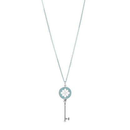 Tiffany Sterling Silver Enamel Knot Key Pendant Necklace Blue 1 of 7
