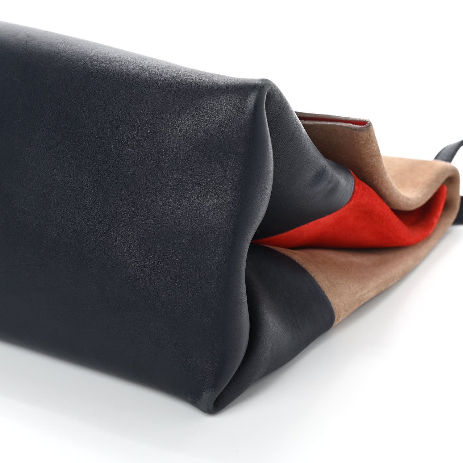Celine Calfskin Suede All Soft Shoulder Bag Grey Bright Orange Black 7 of 7