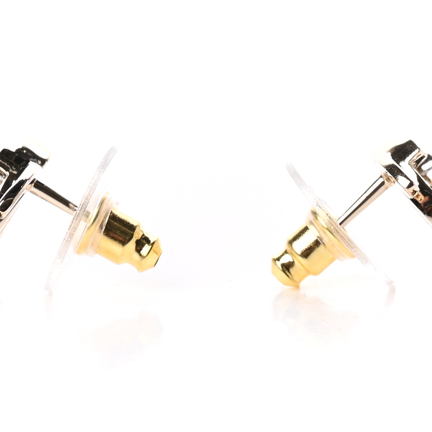 Chanel Crystal Double CC Earrings Gold Silver 3 of 5