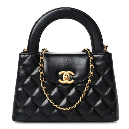 Chanel Shiny Aged Calfskin Quilted Nano Kelly Shopper Black 1 of 11