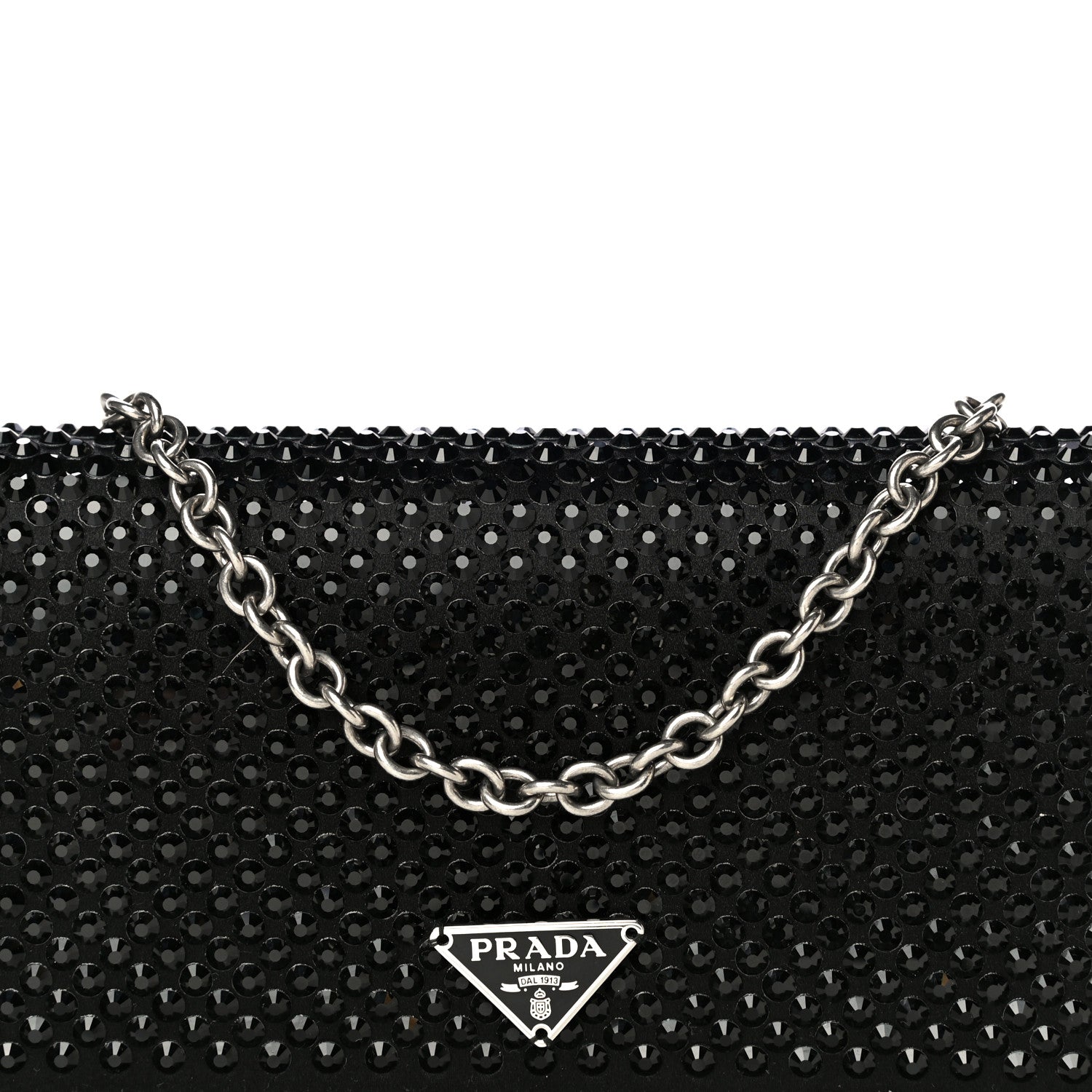 ［超希少］PRADA silver wallet chain 廃盤 即完売 Prada Crystal Mini Wallet Chain Black 863986 – FASHIONPHILE