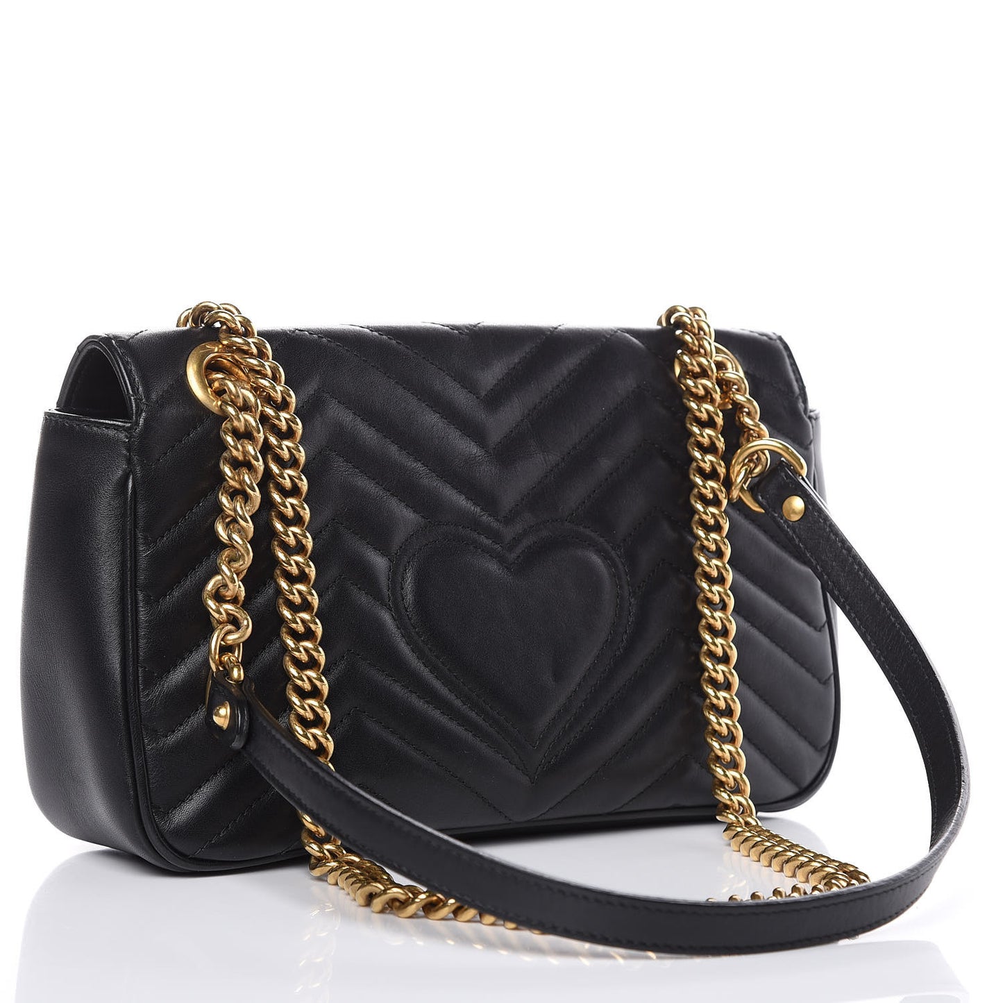 Calfskin Matelasse Small GG Marmont Shoulder Bag Black