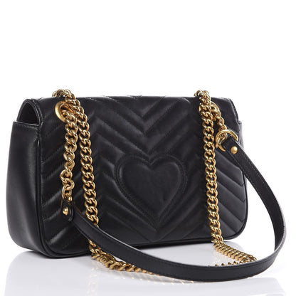 Gucci Calfskin Matelasse Small GG Marmont Shoulder Bag Black 3 of 14