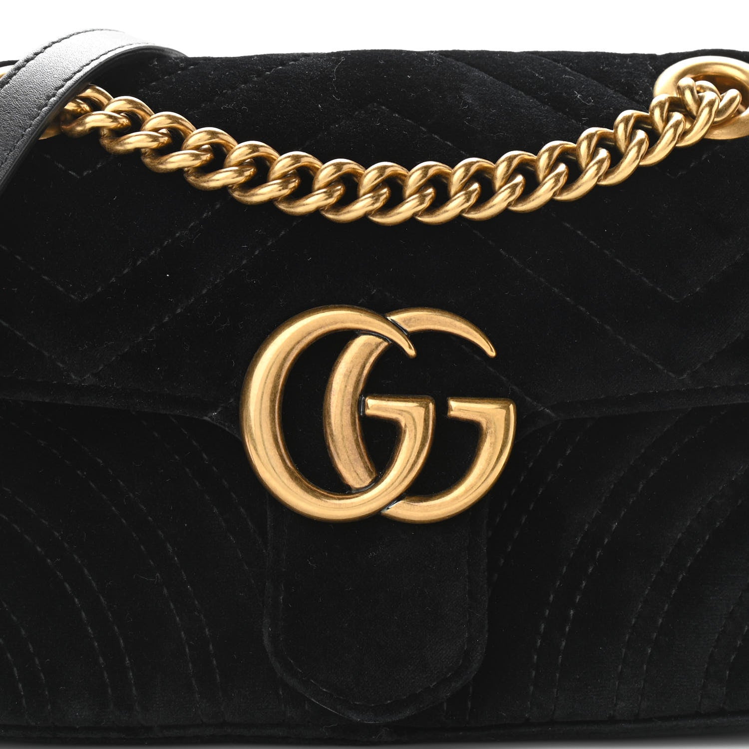 Gucci Velvet Matelasse Mini GG Marmont Shoulder Bag Black 8 of 10