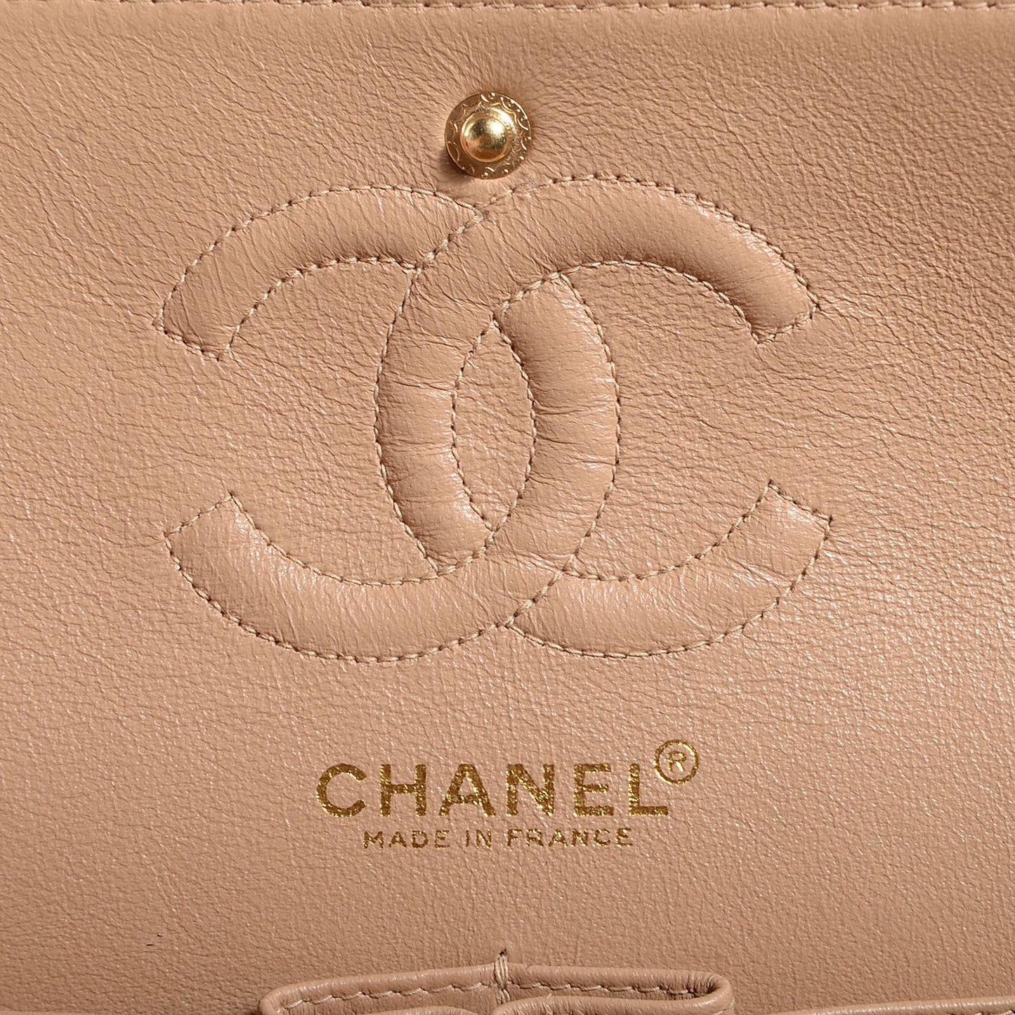 Lambskin Quilted Small Double Flap Beige