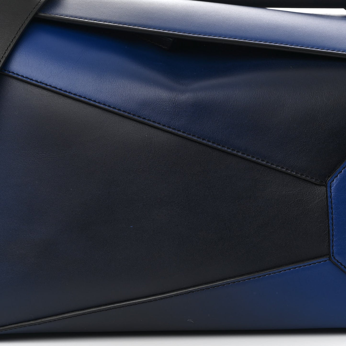 Calfskin Large Puzzle Edge Bag Dark Marino