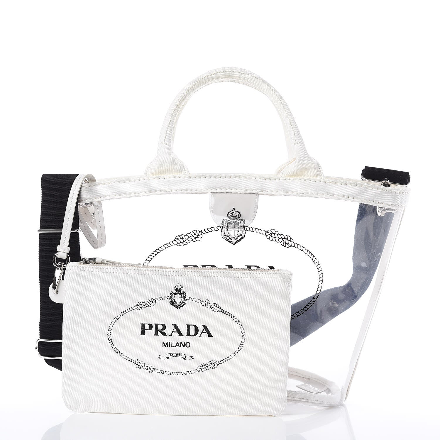 Prada Plexiglass Canapa Small Shopper Tote White 3 of 11