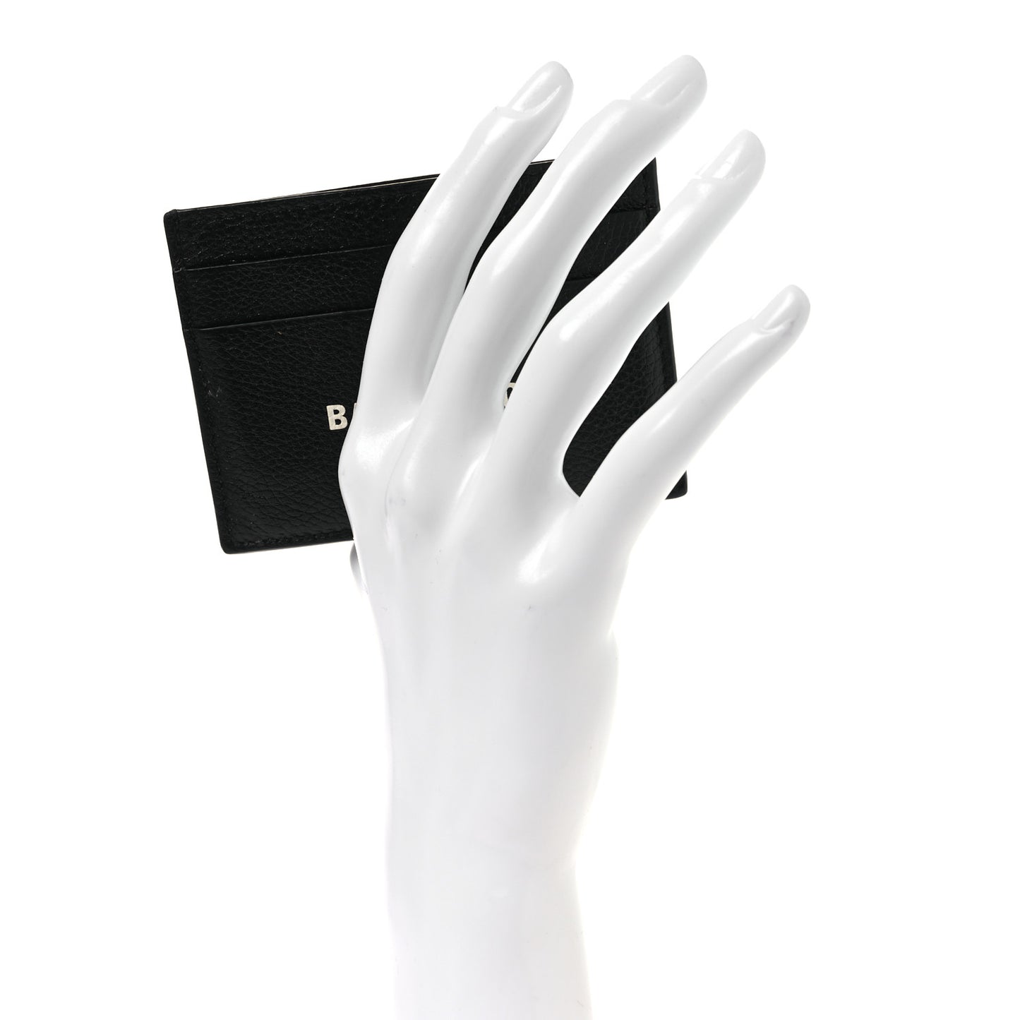 Grained Calfskin Logo Cash Card Holder Black White