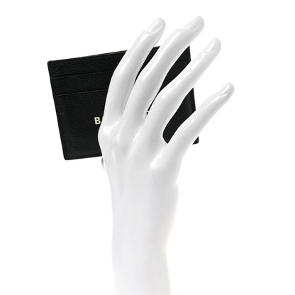 Balenciaga Grained Calfskin Logo Cash Card Holder Black White 2 of 10
