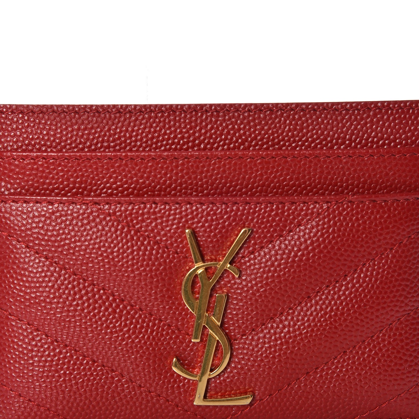 Grain De Poudre Matelasse Chevron Monogram Credit Card Case New Red