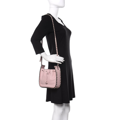 Valentino Garavani Alce Printed Calfskin Rockstud Bucket Bag Pink 2 of 9