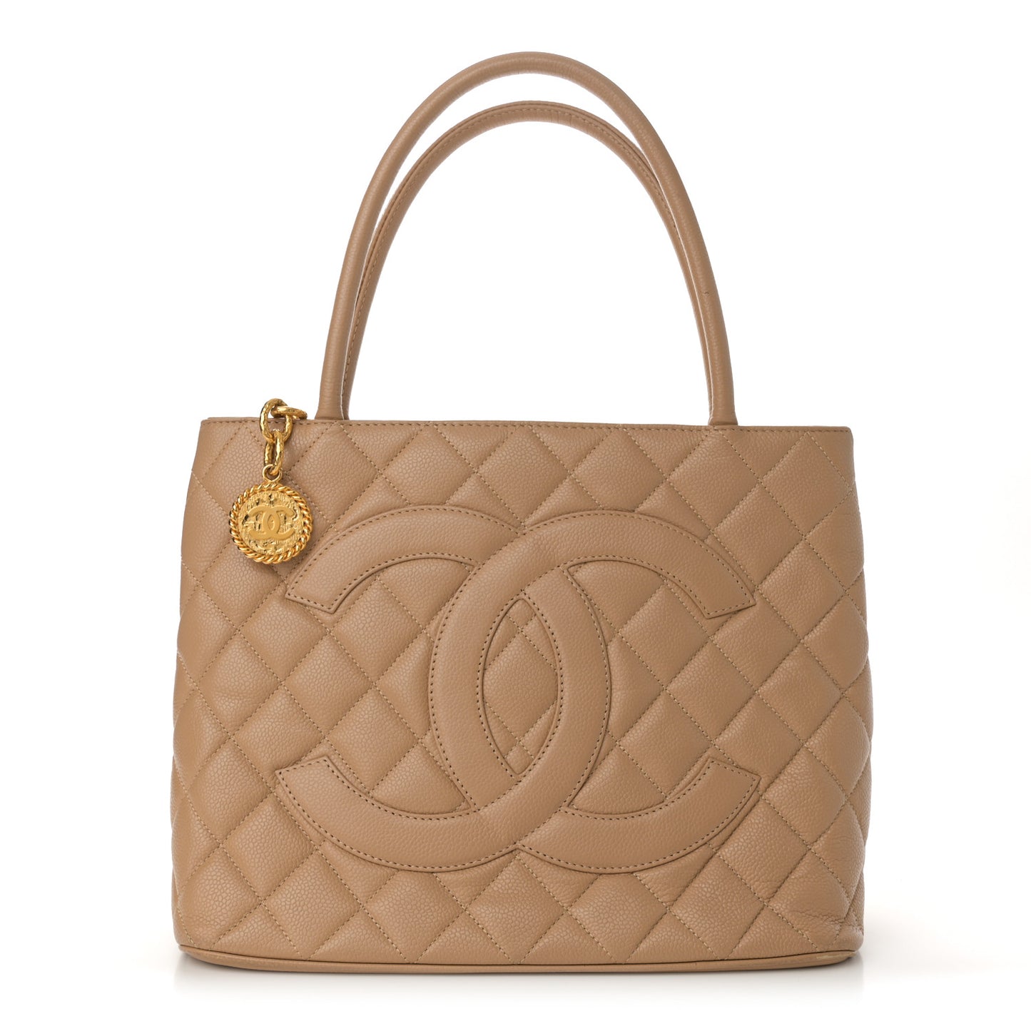 Caviar Quilted Medallion Tote Beige