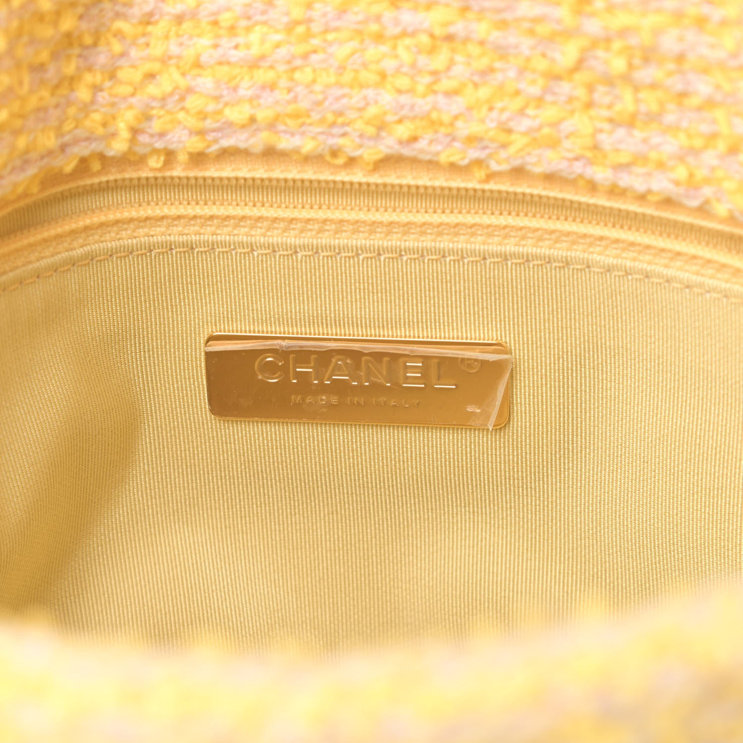 Chanel Tweed Quilted Medium Chanel 19 Flap Yellow Pink 6 of 11