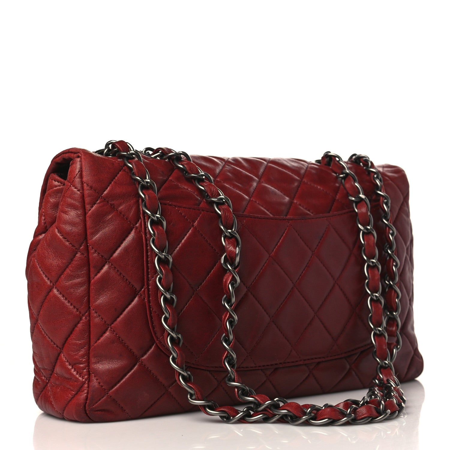 Chanel Lambskin Quilted Jumbo Single Flap Dark Red 3 of 11