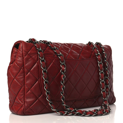 Chanel Lambskin Quilted Jumbo Single Flap Dark Red 3 of 11