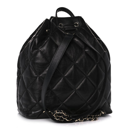 Chanel Lambskin Quilted Drawstring Backpack Black 2 of 11