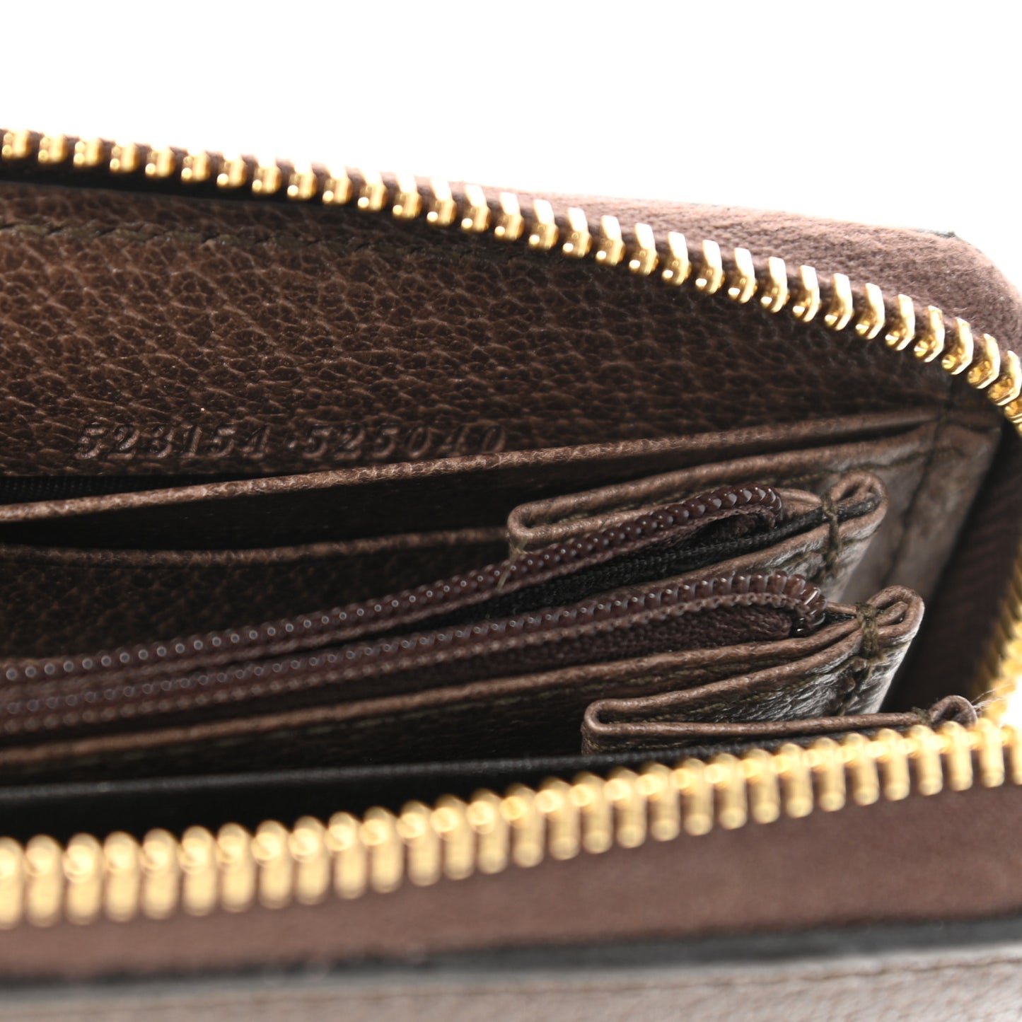 GG Supreme Monogram Web Ophidia Zip Around Wallet Brown