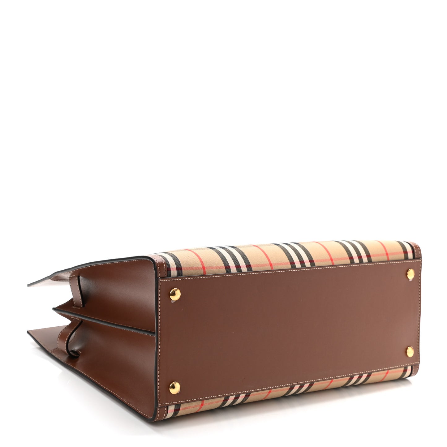 Vintage Check Calfskin Medium Title Bag Archive Beige
