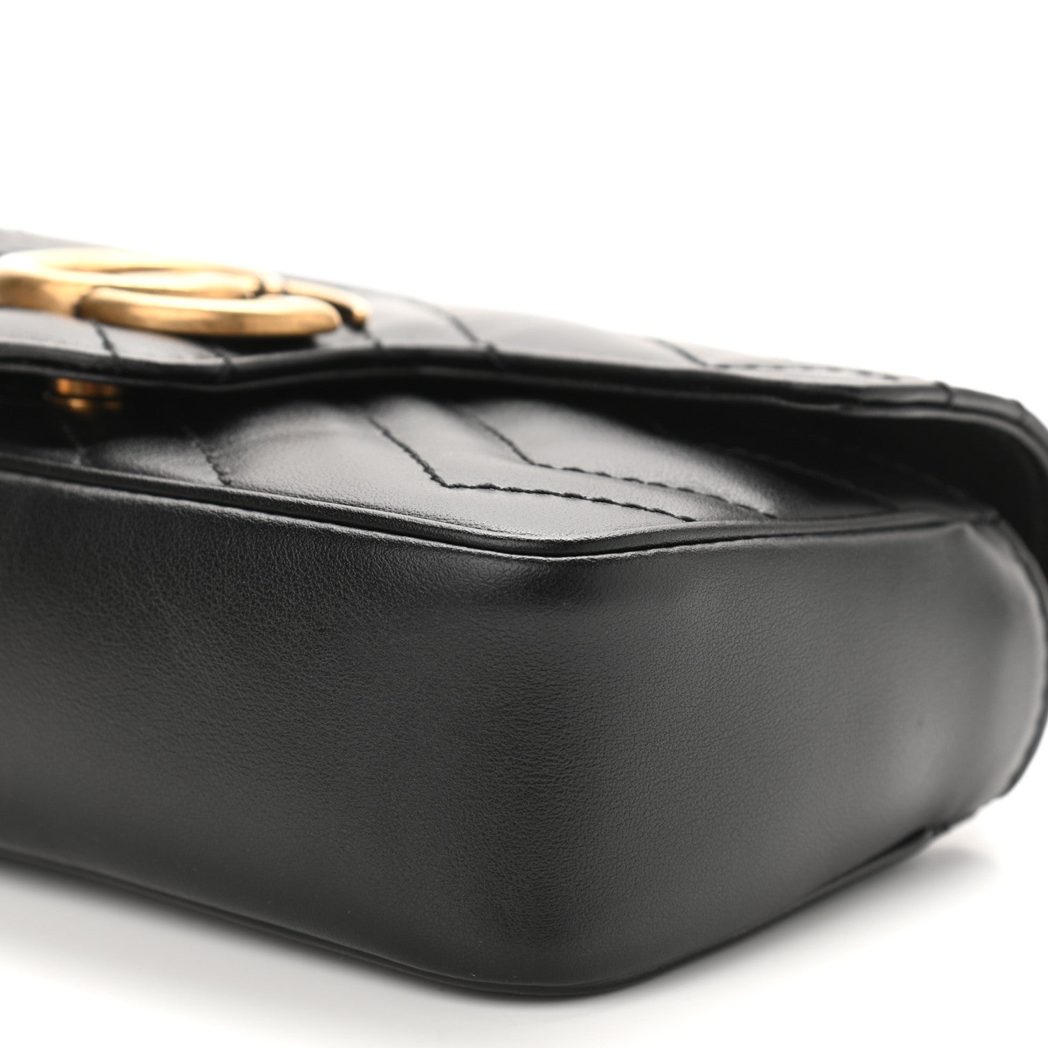 Gucci Calfskin Matelasse Super Mini GG Marmont Shoulder Bag Black 10 of 10