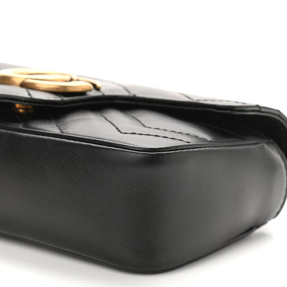Gucci Calfskin Matelasse Super Mini GG Marmont Shoulder Bag Black 10 of 10