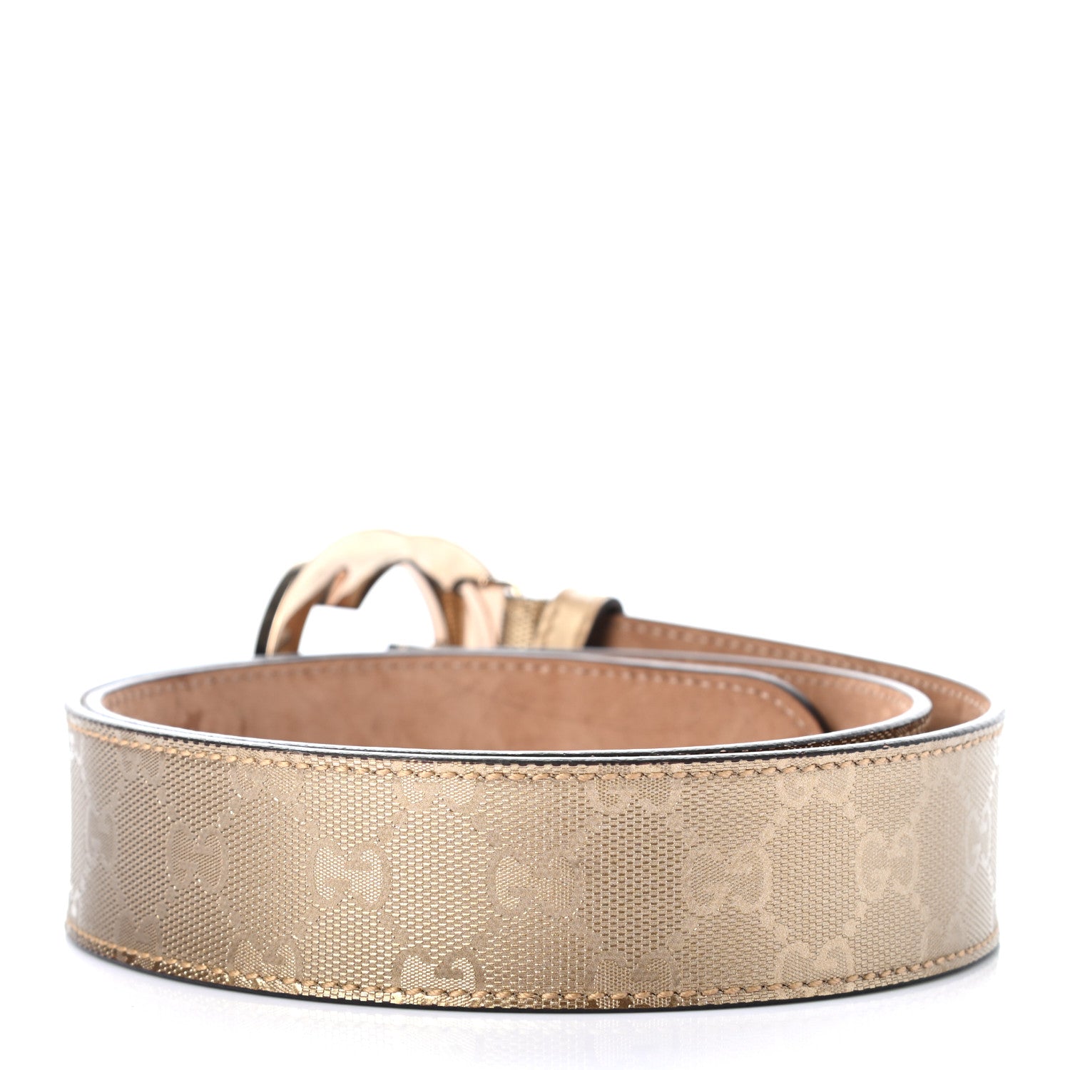 Gucci Metallic Guccissima Interlocking G Belt 90 36 Gold 2 of 5