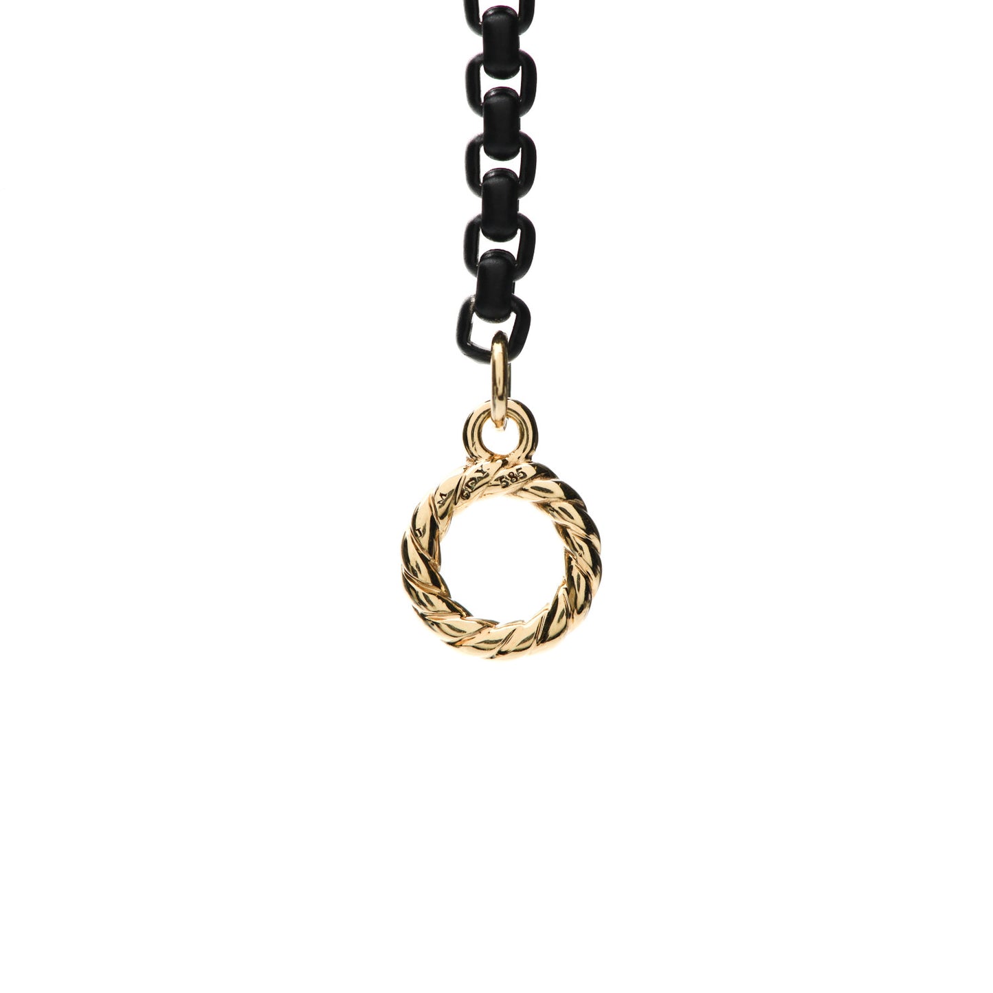 Stainless Steel 14K Yellow Gold 2.7mm Box Chain Necklace Black 14"