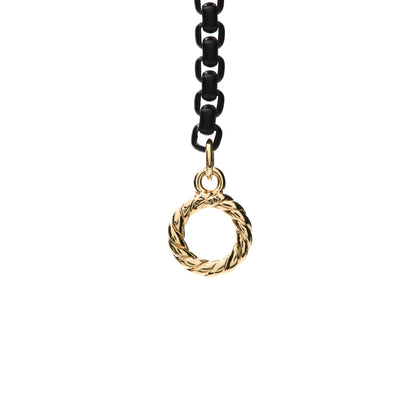 David Yurman Stainless Steel 14K Yellow Gold 2.7mm Box Chain Necklace Black 14" 4 of 4