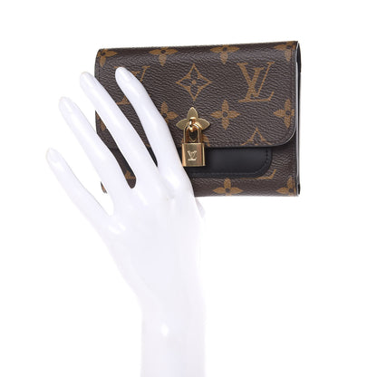 Louis Vuitton Monogram Flower Lock Compact Wallet Black 2 of 7