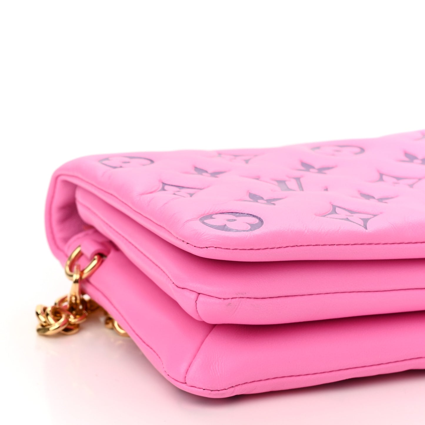 Lambskin Embossed Monogram Vuittamins Pochette Coussin Rose Violet