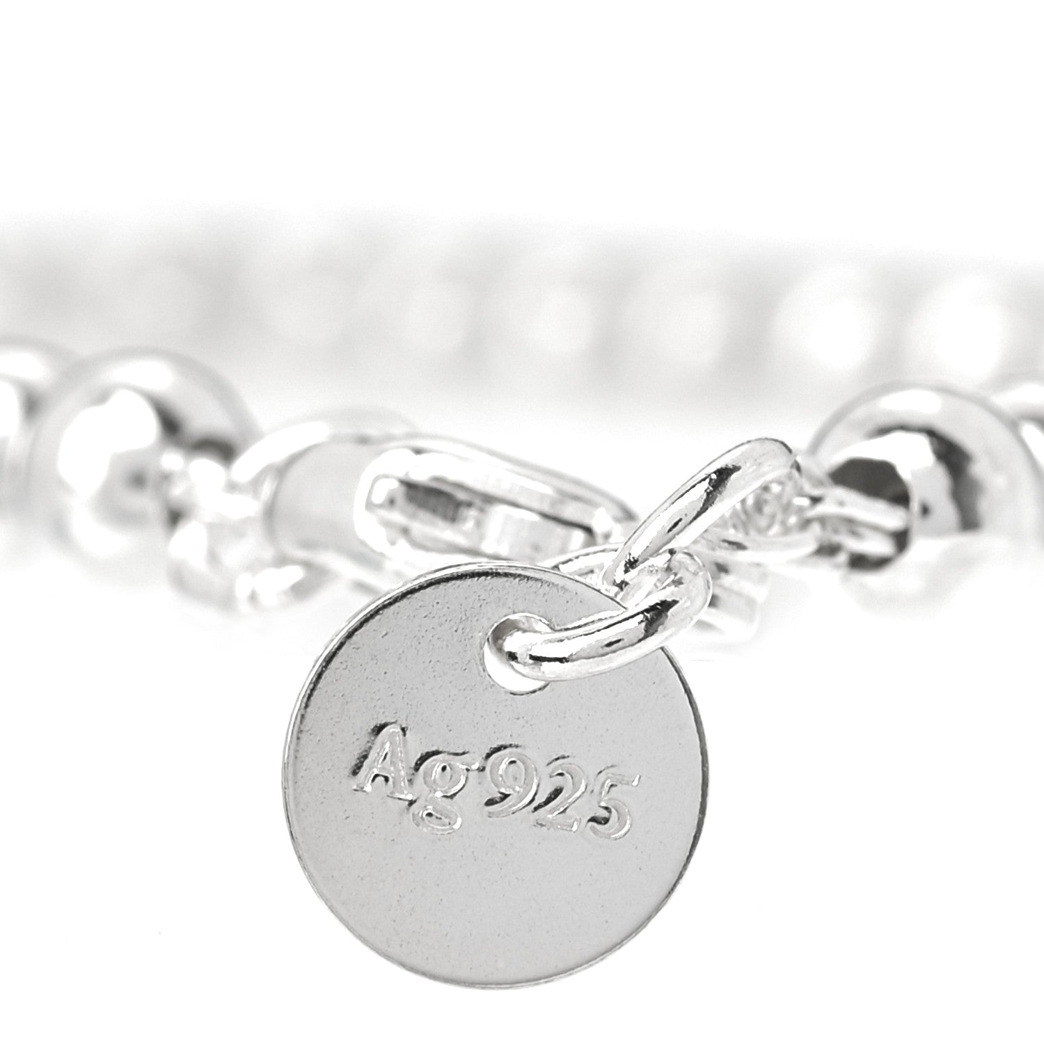 Tiffany Sterling Silver 4mm Mom Heart Tag Bead Bracelet 4 of 5