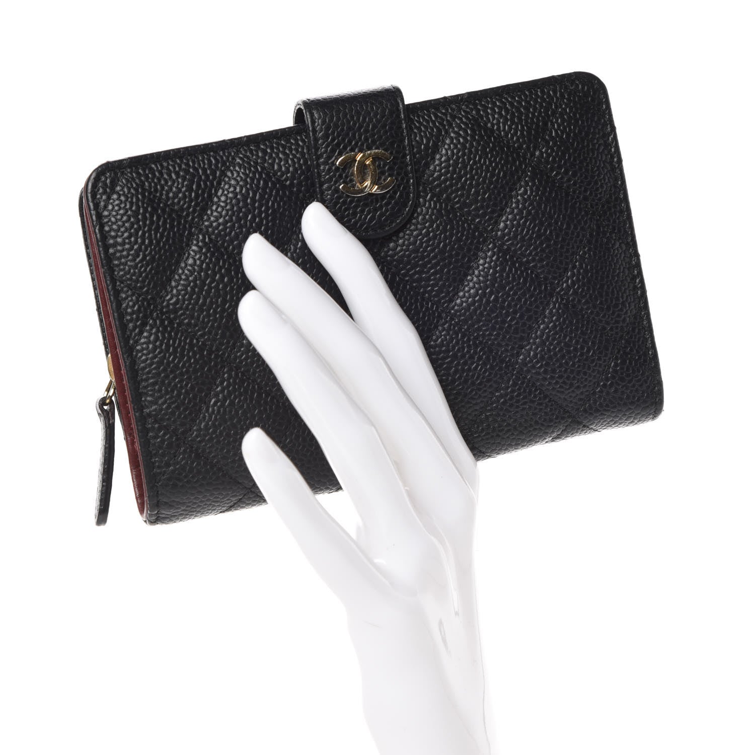 Chanel Caviar Quilted Zipped Pocket Wallet Black 2 of 12