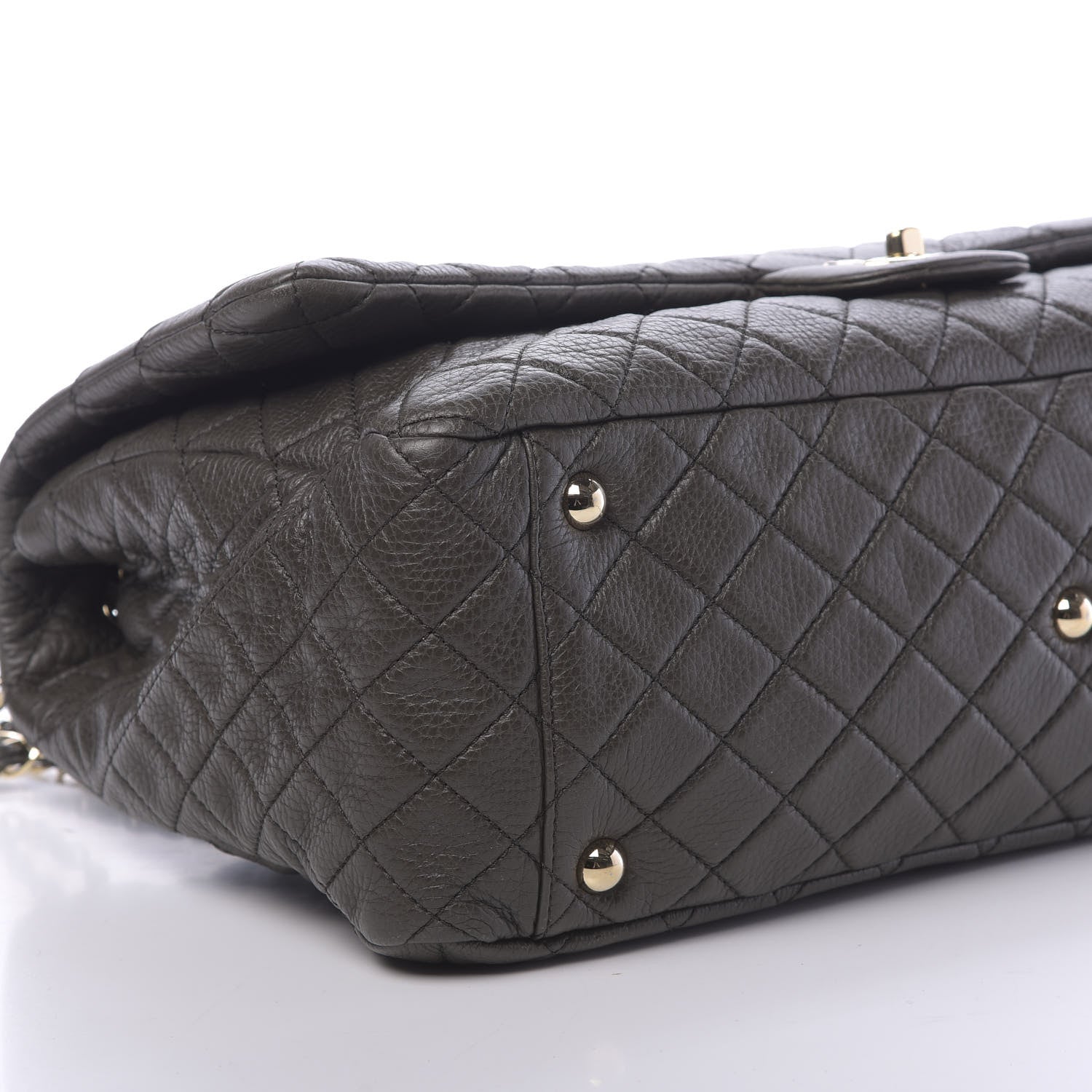 Chanel Metallized Calfskin Quilted XXL Travel Flap Bag Khaki 8 of 11