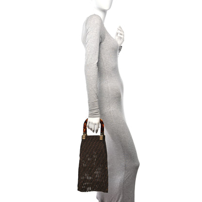 Fendi Suede Plexiglass FF Mesh Fendi Sunny Tote Bag Sigaro Moro 2 of 9