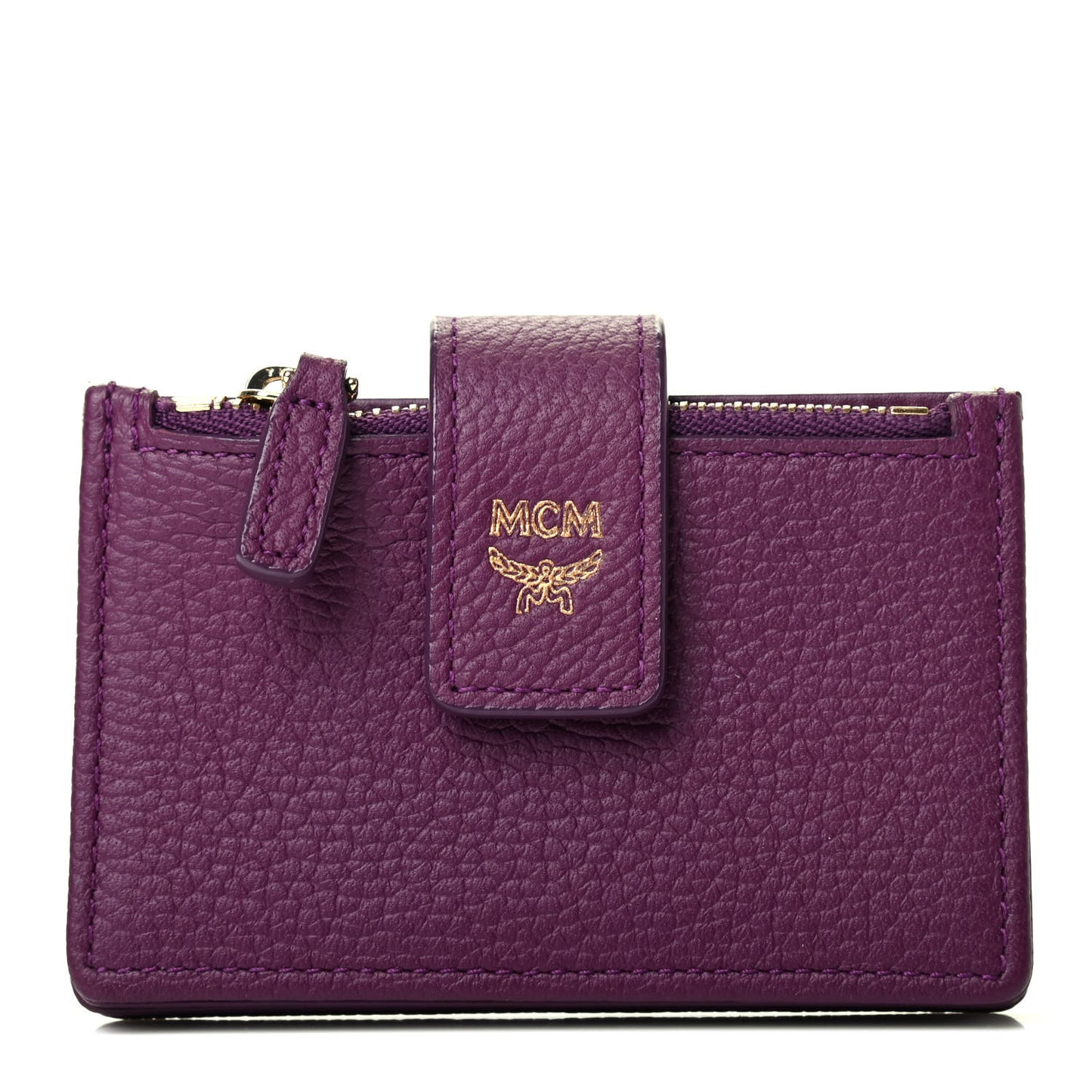 Grained Calfskin Milla Accordion Card Case Purple