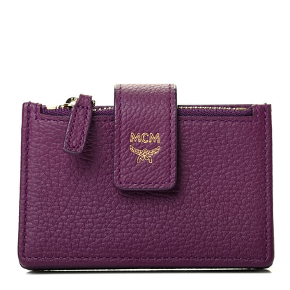 MCM Grained Calfskin Milla Accordion Card Case Purple 1 of 8