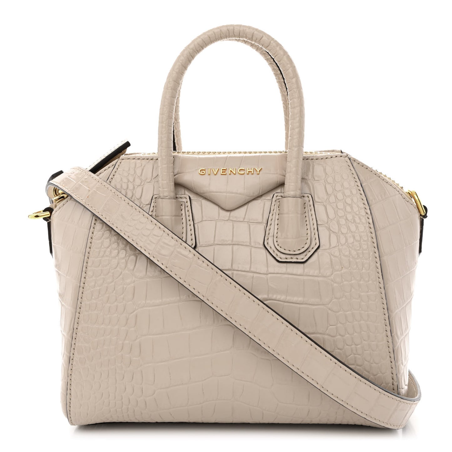 Calfskin Crocodile Embossed Mini Antigona Dune