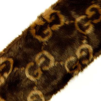 Gucci Faux Fur Monogram Shawl Stole Brown 3 of 3