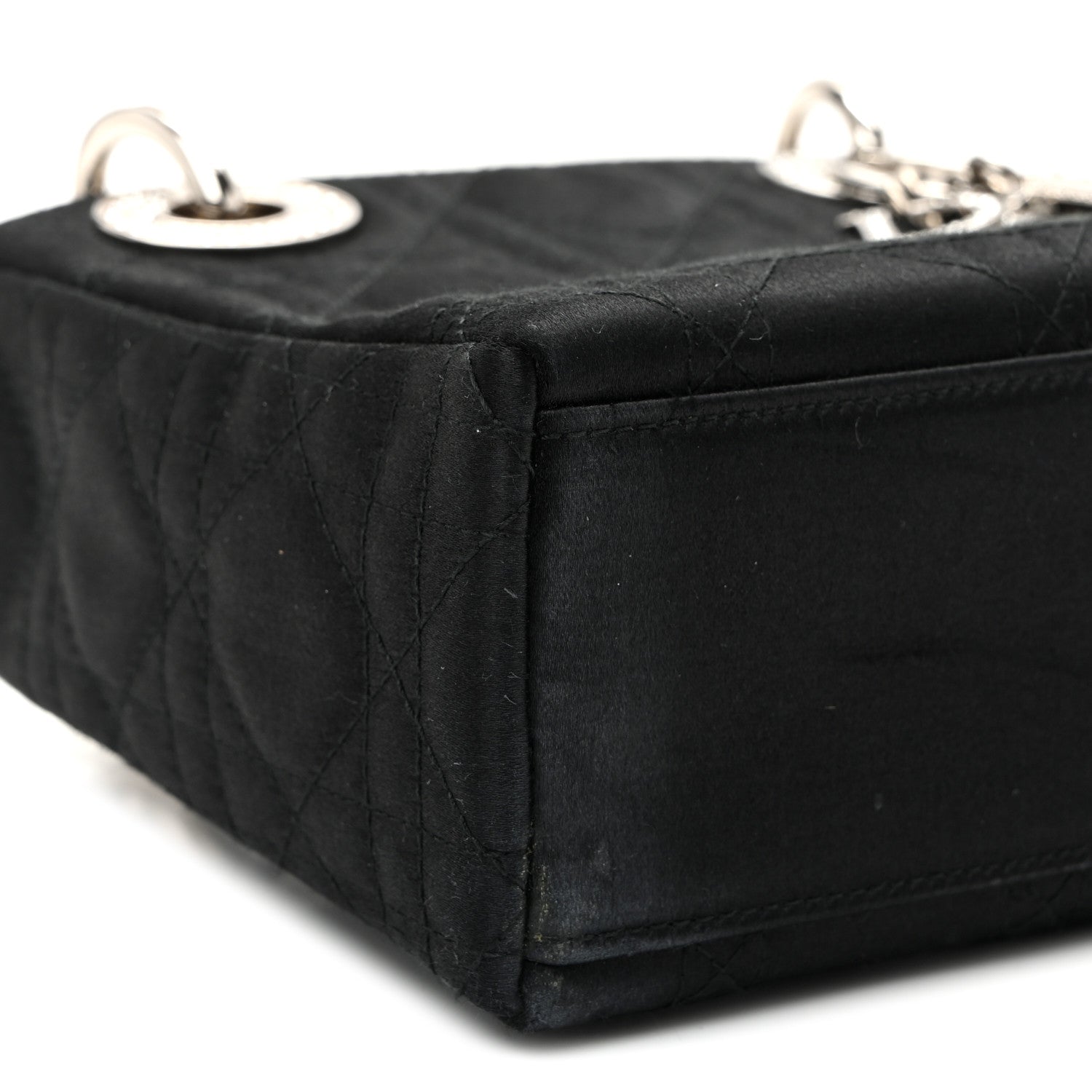 Christian Dior Satin Swarovski Crystal Acrylic PVC Cannage Mini Lady Dior Black 9 of 11