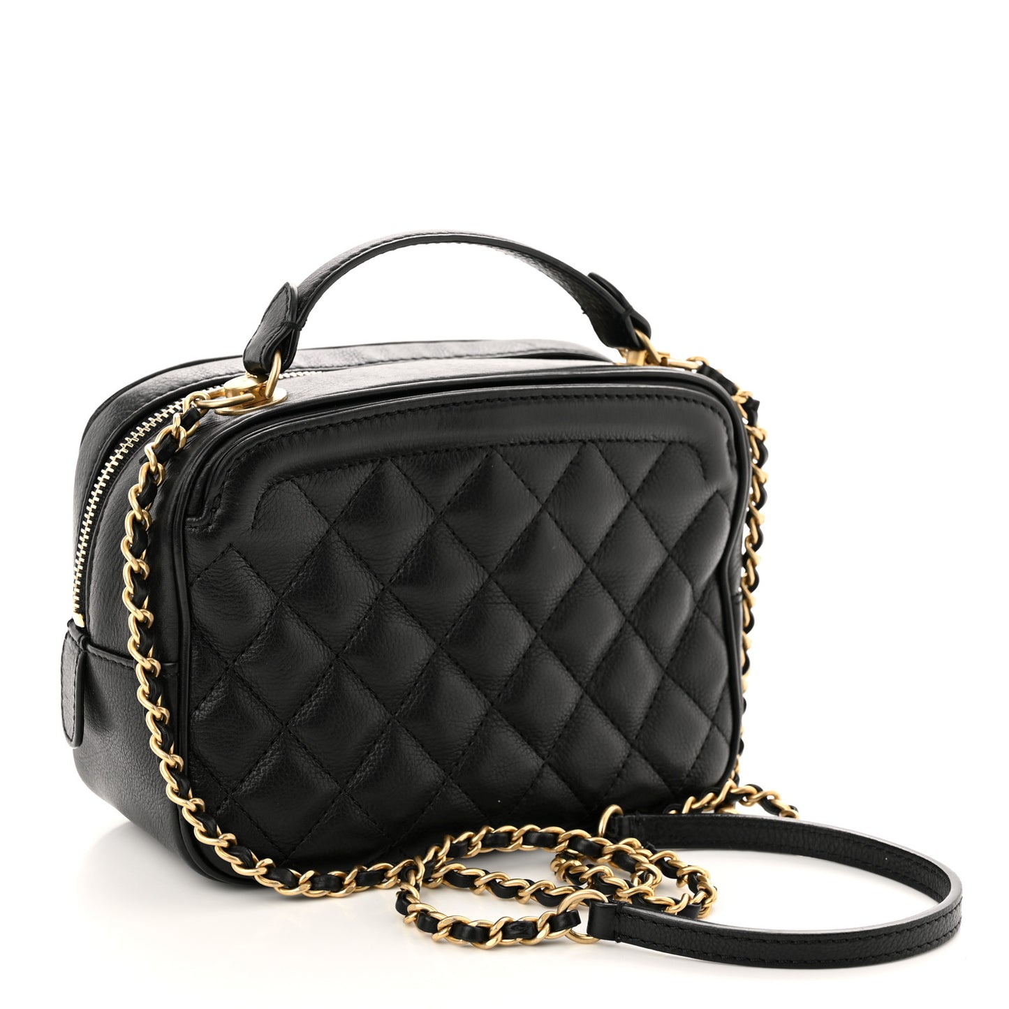 Calfskin Quilted CC Small Vanity Case Black