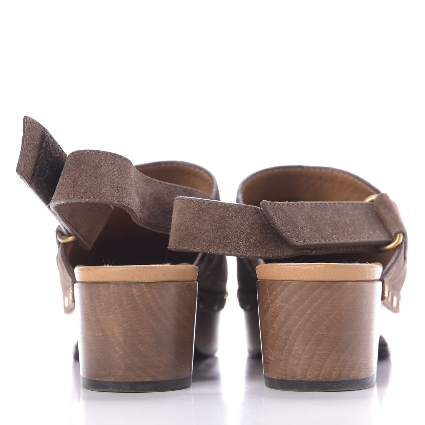 Suede Horsebit Amstel Slingback Clogs 36 Taupe